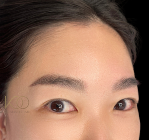 Long-term healed eyebrow tattoo natural result